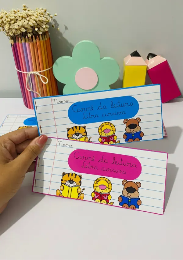 Carnê da Leitura com Letra Cursiva impresso